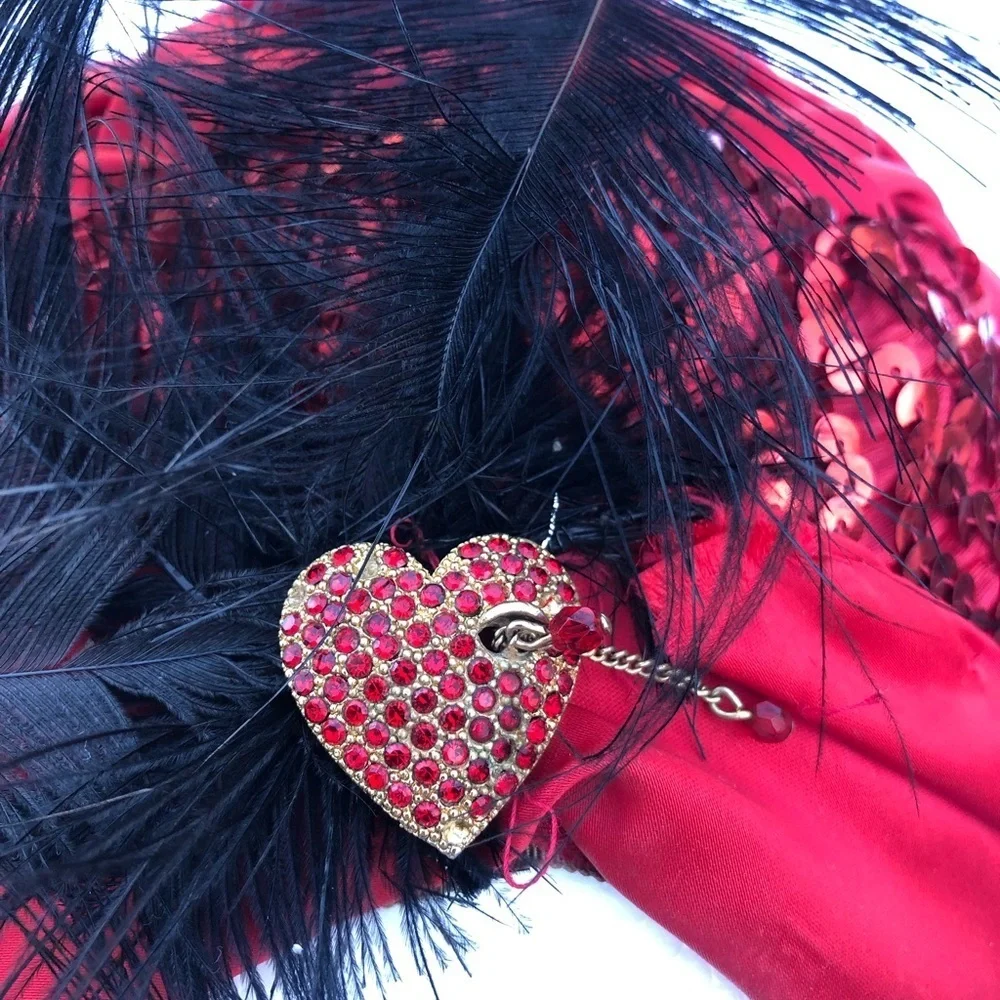 Vintage 1950s Sola Rei’s Burgundy Sequin Feather Turban Hat